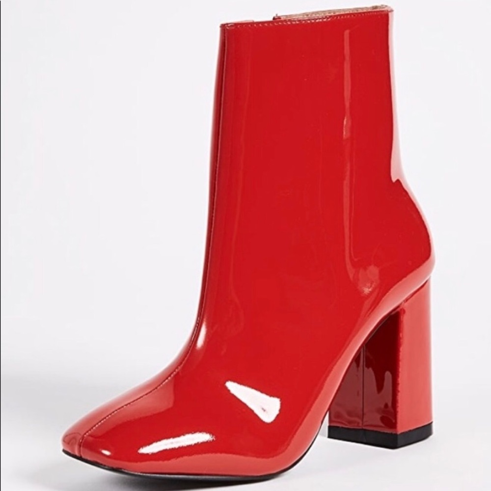 Jaggar Block Leather Boots | Red Patent